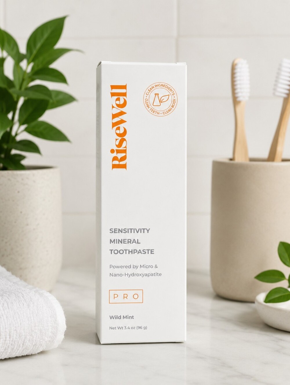 RiseWell PRO Sensitivity Mineral Toothpaste Wild Mint 3.4 oz Nano Hydroxyapatite